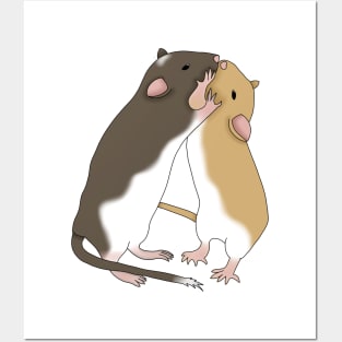 2 cute gerbils kiss Posters and Art